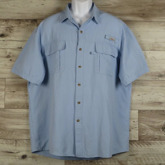 G.H.‎ Bass* Men's Short Sleeve Button Down Curved Hem Sky Blue Shirt~ Size XXL - Picture 1 of 11